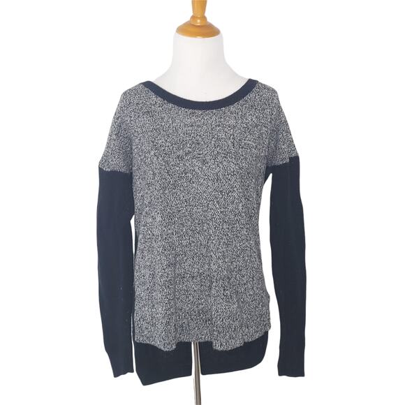 Madewell Chronicle Texture Pullover Sweater Colorblock Textured Black Small - Picture 2 of 11